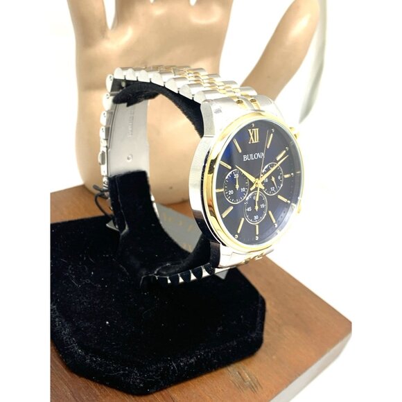 Bulova Men's Watch 98A274 Quartz Chronograph Blue Dial Two Tone Stainless Steel - Picture 14 of 14